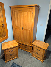 Tokyo Range Oak Furniture Wardrobe with Drawers + 2 Matching Bedside Tables