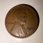 1928 Lincoln Wheat Small Cent Bronze BN Circulated (L touching rim ERROR) — photo 1