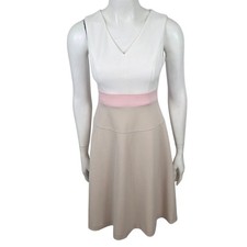 Tommy Hilfiger A-line Sleeveless Career Dressy Dress Womens 4 Beige White Pink