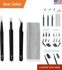 Stainless Steel 3PCS Precision Tweezers Set - Ideal for Jewelry and Soldering