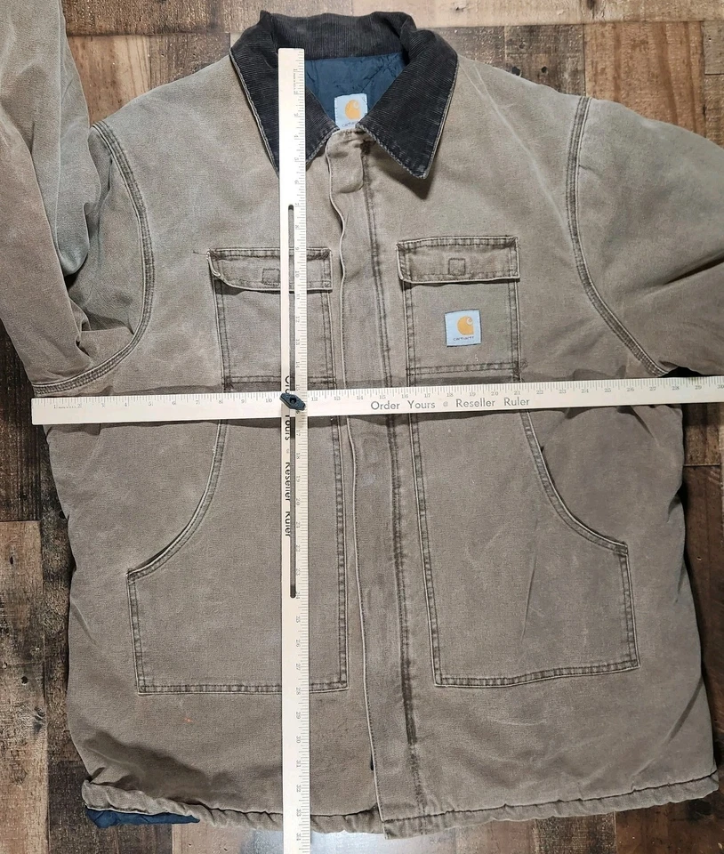 Chaqueta Carhartt De Colección Para Hombres 3XL Marrón Grunge Y2K Lona Desteñida Pato Ropa de Trabajo Foto 3 de 4