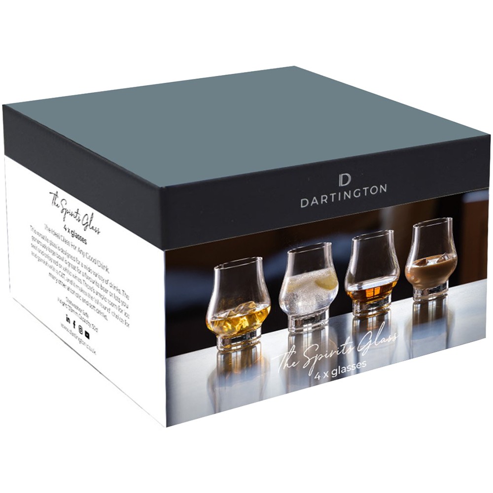 Dartington Spirits Glasses Set of 4 Elegant Tulip Whisky Cocktail Tumblers