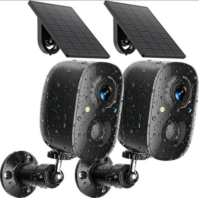 2 Pack Security Cameras Wireless Outdoor 2K Solar Powered WiFi Cameras 