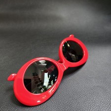 Vintage Women's Red Oval Sunglasses Plastic Frame