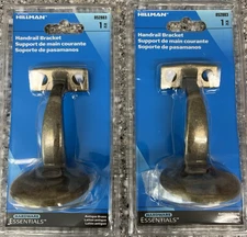 WOW! 2 Hillman Handrail Brackets 852883 Antique Brass & FAST FREE SHIP!