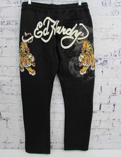 Ed Hardy Crawling Tiger Logo Sweatpants L Black Love Kills Slowly EHM8003-4 NWT.