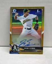 JEREMY EIERMAN 2018 Bowman Chrome GOLD REFRACTOR ~ A's 1st RC AUTO /49