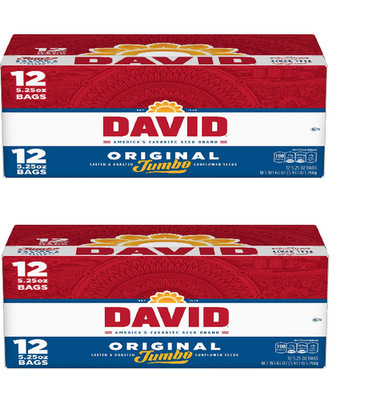 2 pack David Jumbo Sunflower Seeds 5.25 oz (12 Pack) Snack, Roasted & Salted.