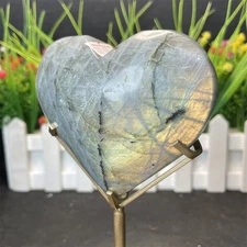0.6LB 3.5" Natural Labradorite Heart Carving Mineral Quartz Crystal Decorate