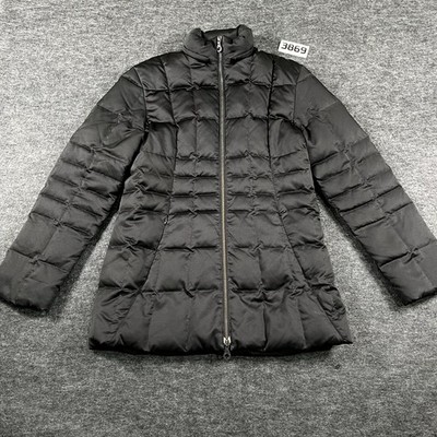 Searle Goose Down Quilted Jacket Womens 4 Black Lined Mock Neck Full Zip Winter