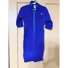 Vintage Izod Lacoste Toddler Royal Blue Corduroy Jumpsuit 2T Crocodile Logo