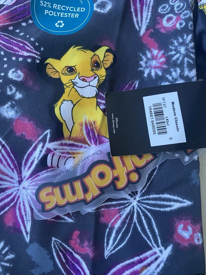 Lion King Cherokee Scrubs Tooniforms Disney V Neck Top TF737 LKGJ Size S - Image 4 of 4