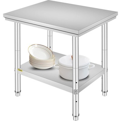 VEVOR Arbeitstisch Küche Edelstahl 60x76x80 cm 2 Etagen