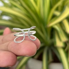 Solid 925 Sterling Silver Twisted Rope Boho Statement Jewelry Gift Ring