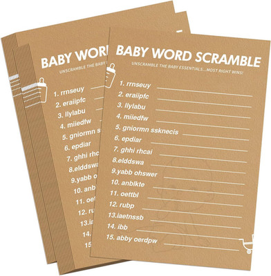 GAMSUNSTAR Baby Shower Games-Baby Shower Word Scramble Game,50 Cards for Each Ga