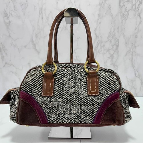 COACH Tweed Handbag with Ribbon and Shoulder Strap Height 14cm Width 32cm - Picture 2 of 9