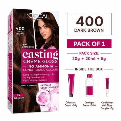 LOreal Paris Casting Creme Gloss Dark Brown 400 20g 20ml 5g Pack of 1