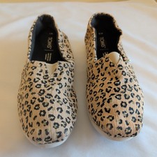 NEW Ladies TOMS Leopard Canvas Slip-on Casual Shoes, sz 10 LEOPARD SUPER CLEAN