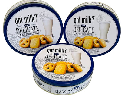 Got Milk Delicate Classic Style Butter Cookies Cracker Biscuit  w/ Tins (3 Pack)