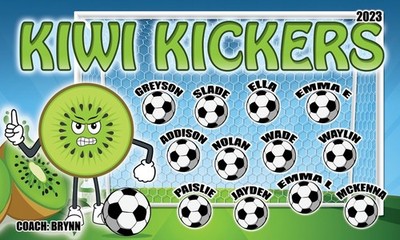 kiwi kickers  -Soccer Team Banner - (3ft x5ft) Your Team Name and Custom Design