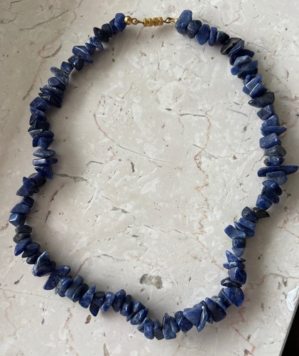 Kette Edelstein Splitterkette – Blau – 42 cm – Drehverschluß Kette Edelstein Splitterkette – Blau – 42 cm – Drehverschluß