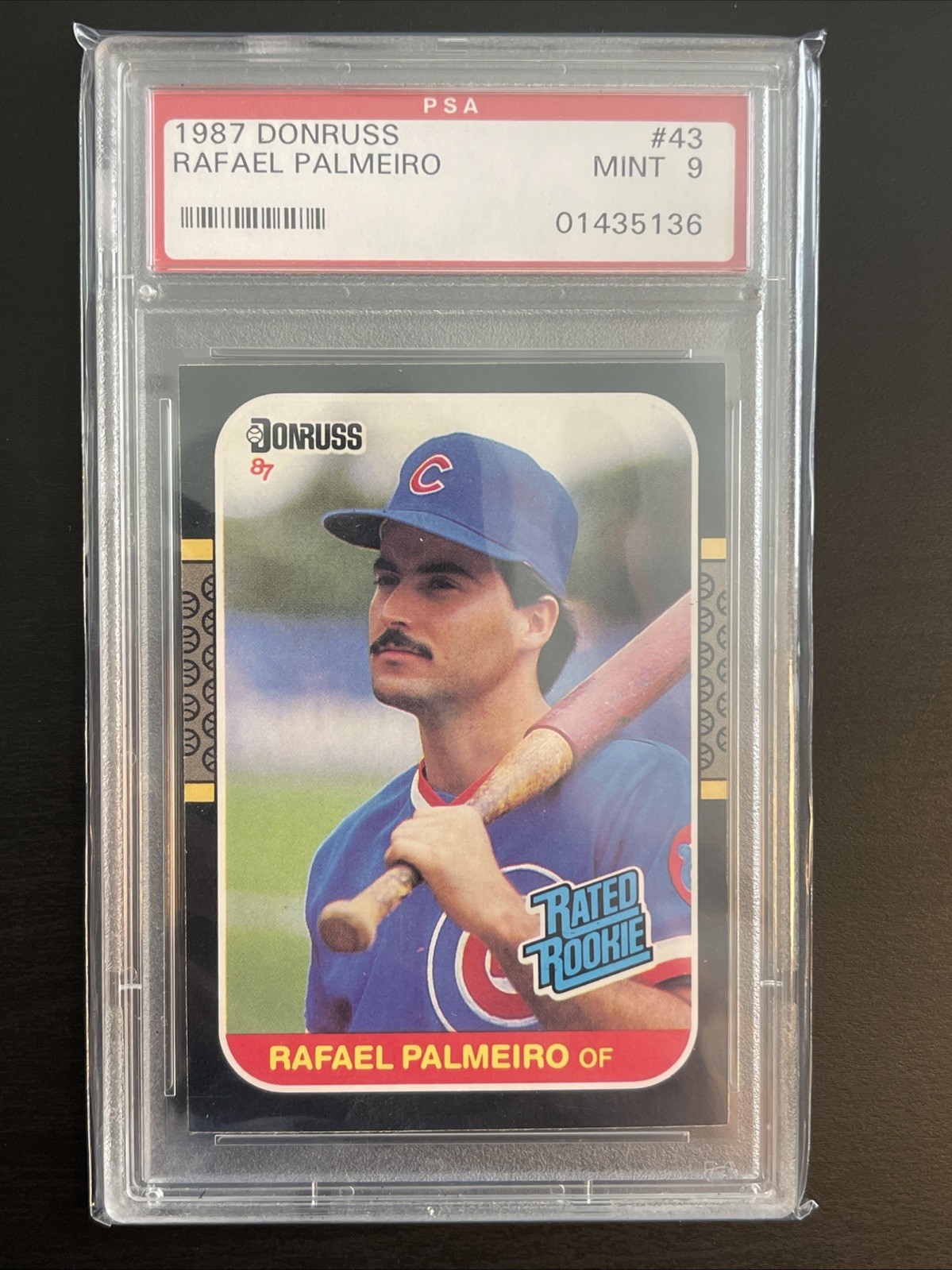 1987 Donruss Rated Rookie #43 Rafael Palmeiro (RC) PSA 9