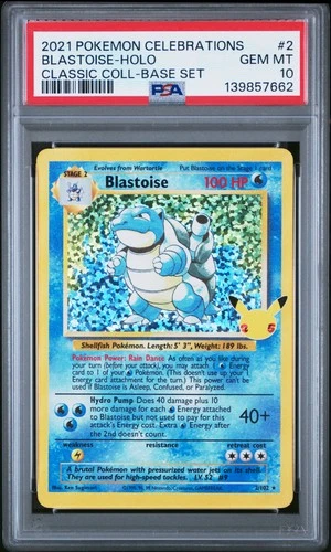 2021 POKEMON CELEBRATIONS CLASSIC COLL #2 BLASTOISE-HOLO PSA 10