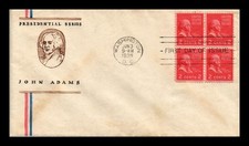 Dr Jim Stamps 2C John Adams Block Scott 806 First Day Cover