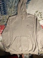 Vintage Y2K Nike Creame Beige Pullover Hoodie Xl Swoosh