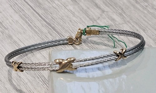 MILOR 14k Yellow Gold And Stainless Steel 8" Bracelet - Picture 5 of 10