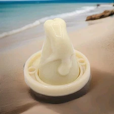 Vintage Shot Glass French Ivory REAL McKee UV Cup & Coaster Bottoms Up Cup 77725