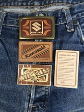 Vintage belt buckle Motorcycle DESIGN A BUCKLE 1970s Brass Leather Motocross