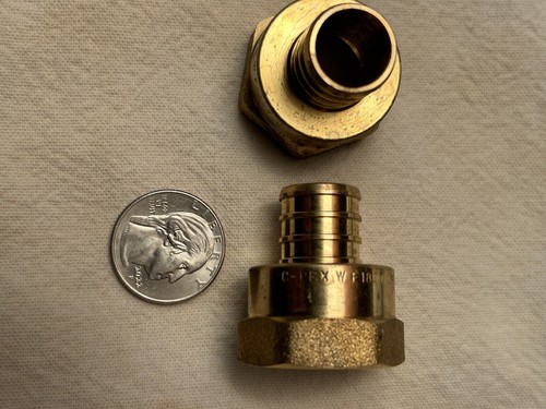 10 PCS 3/4" PEX X 3/4" FEMALE THREADED ADAPTER BRASS CRIMP FITTING (LEAD FREE )