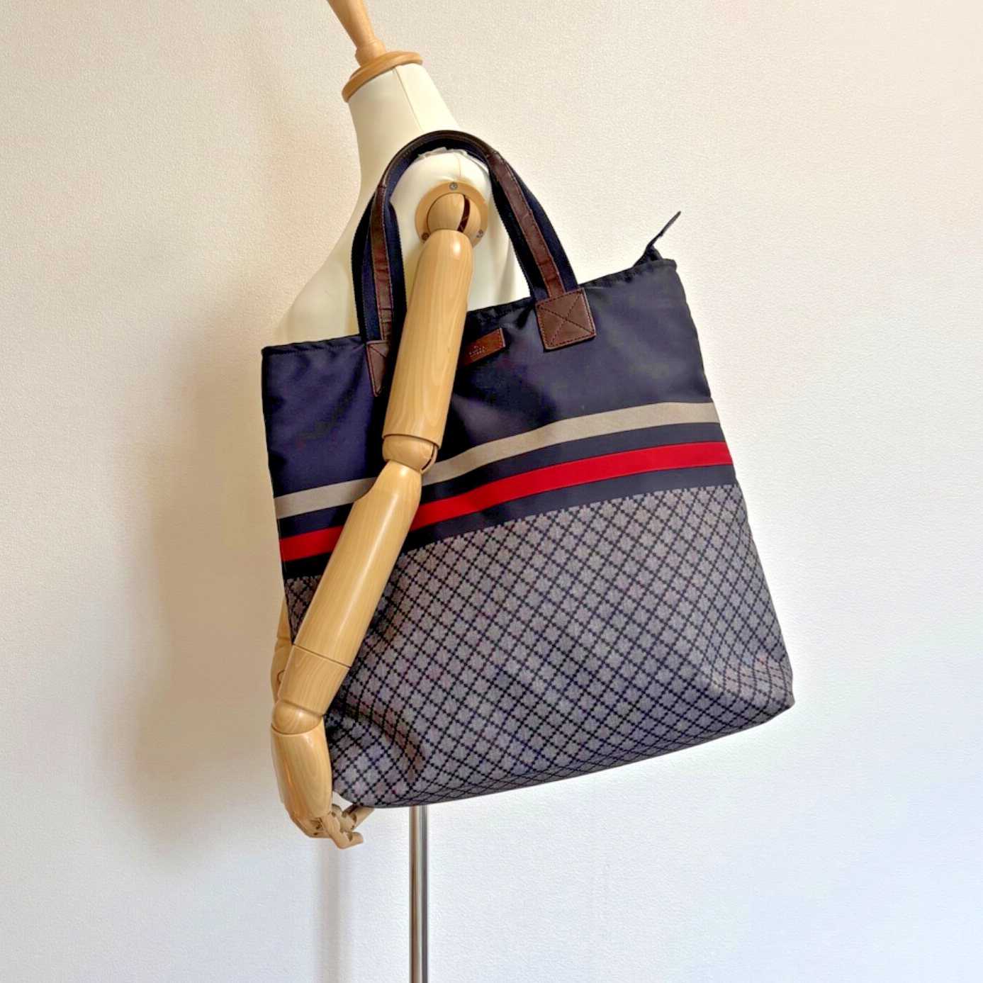 Gucci Diamante Nylon Tote Bag with Silver Hardware 268112