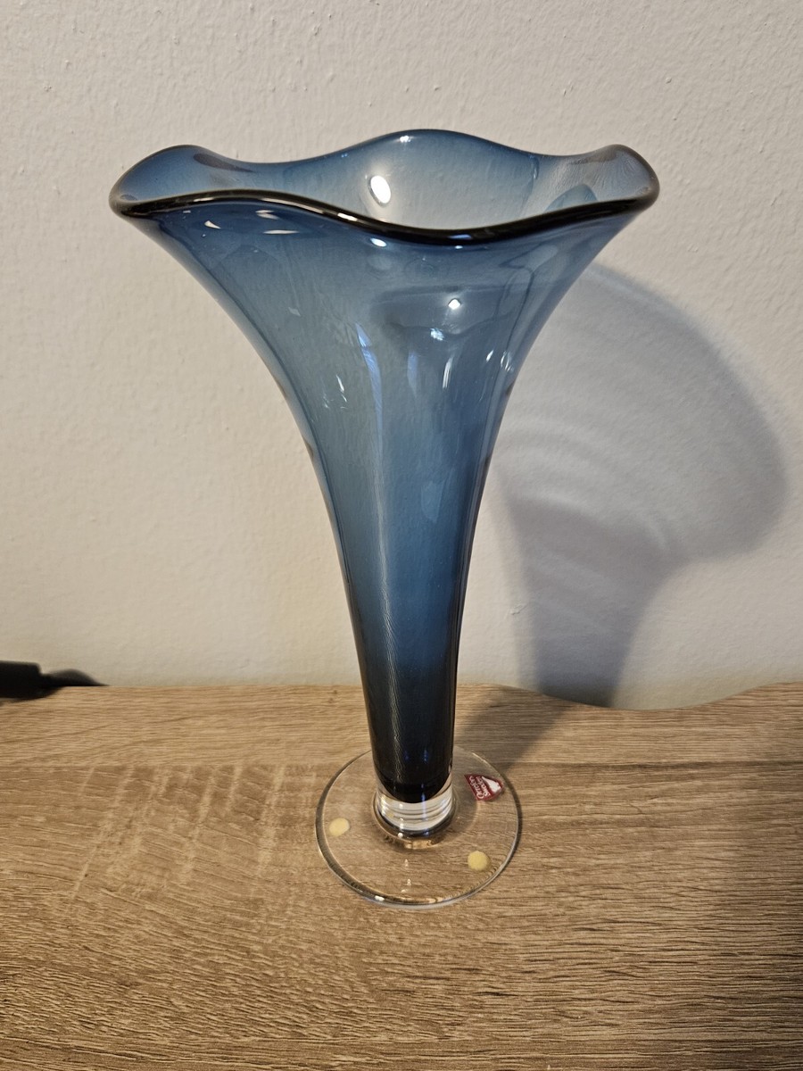 Anne Nilsson【Orrefors gallery】ガラス 花瓶　北欧 Vintage Orrefors Signed Art Glass By Anne Nilsson Cobalt