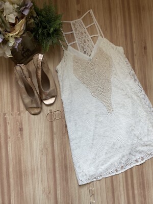 Speechless Cream Lace & Crochet Sleeveless Summer Dress sz XS Cowgirl  Trendy | eBay
