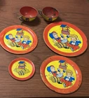 Vintage Ohio Art Company Tin Litho Toy Tea Set Jack & Jill Service For Two 6pcs