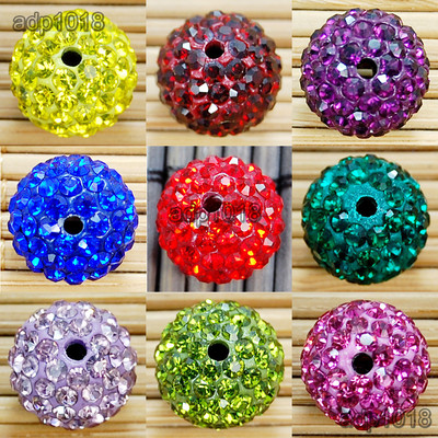 50pcs Quality Czech Crystal Rhinestones Pave Clay Disco Ball Spacer Beads 10mm
