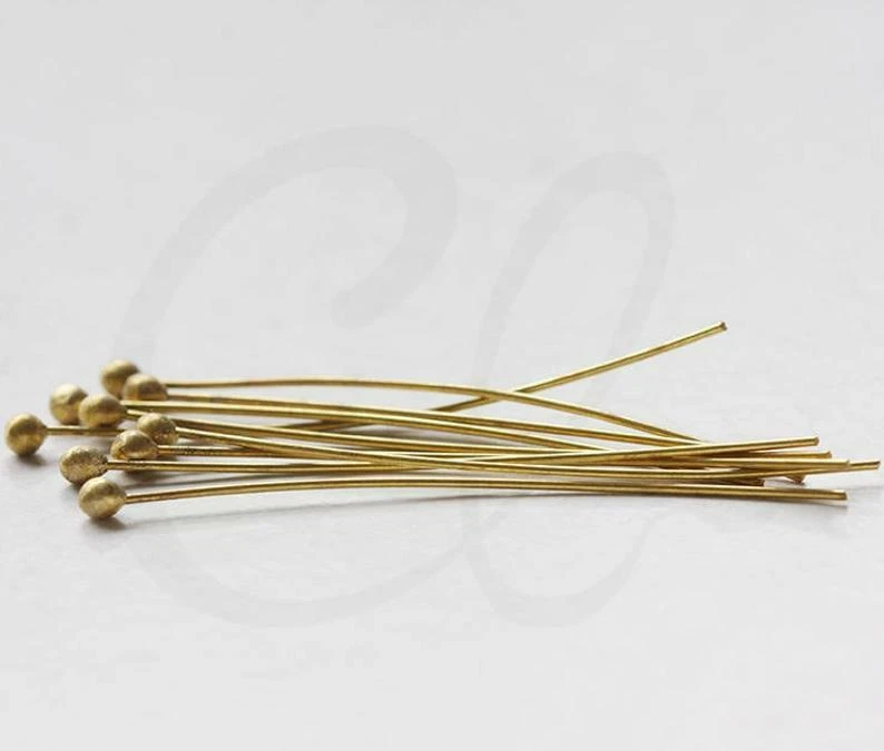 Pasador de bola de latón crudo 100 piezas pasadores de cabeza de base de latón-50x0,6 mm (CW-3451C-V-145) Foto 2 de 4