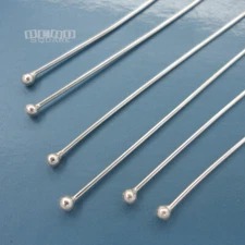 Solid Sterling Silver Dot Head / Ball Wire Pins, for Making Charms [Choose Size]
