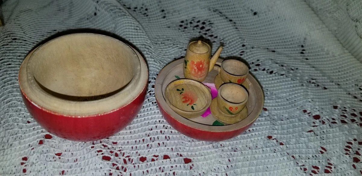 Japanese Wooden Apple Tea Set