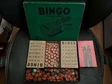 Vintage Milton Bradley MB BINGO Luxury Edition 4111 Green Box Used