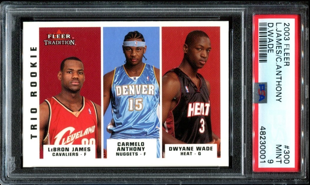2003 Fleer Tradition Lebron James #300 Dwyane Wade Carmelo Anthony RC PSA 9