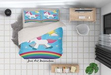 3D Unicorn Rainbow Cartoon Kids Quilt Cover Set Duvet Cover Bedding Pillowcases