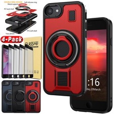 For Apple iPhone 7 8 Rugged Ring Stand Case Shockproof Cover / Screen Protector