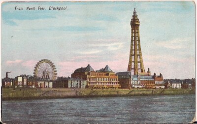  SEHR SCHÖNE ALTE POSTKARTE - BLICK VOM NORTH PIER - BLACKPOOL - LANCASHIRE UM 1910