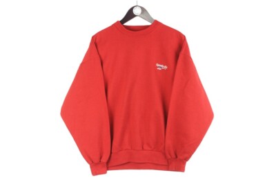 Vintage Reebok Sweatshirt Size M Red Crewneck Pullover Jumper 90s Sport Style