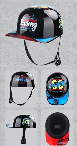 Retro Baseball Cap Motorcycle Half Helmet Open Face Scooter Moped Jet Helmet - Picture 21 of 21