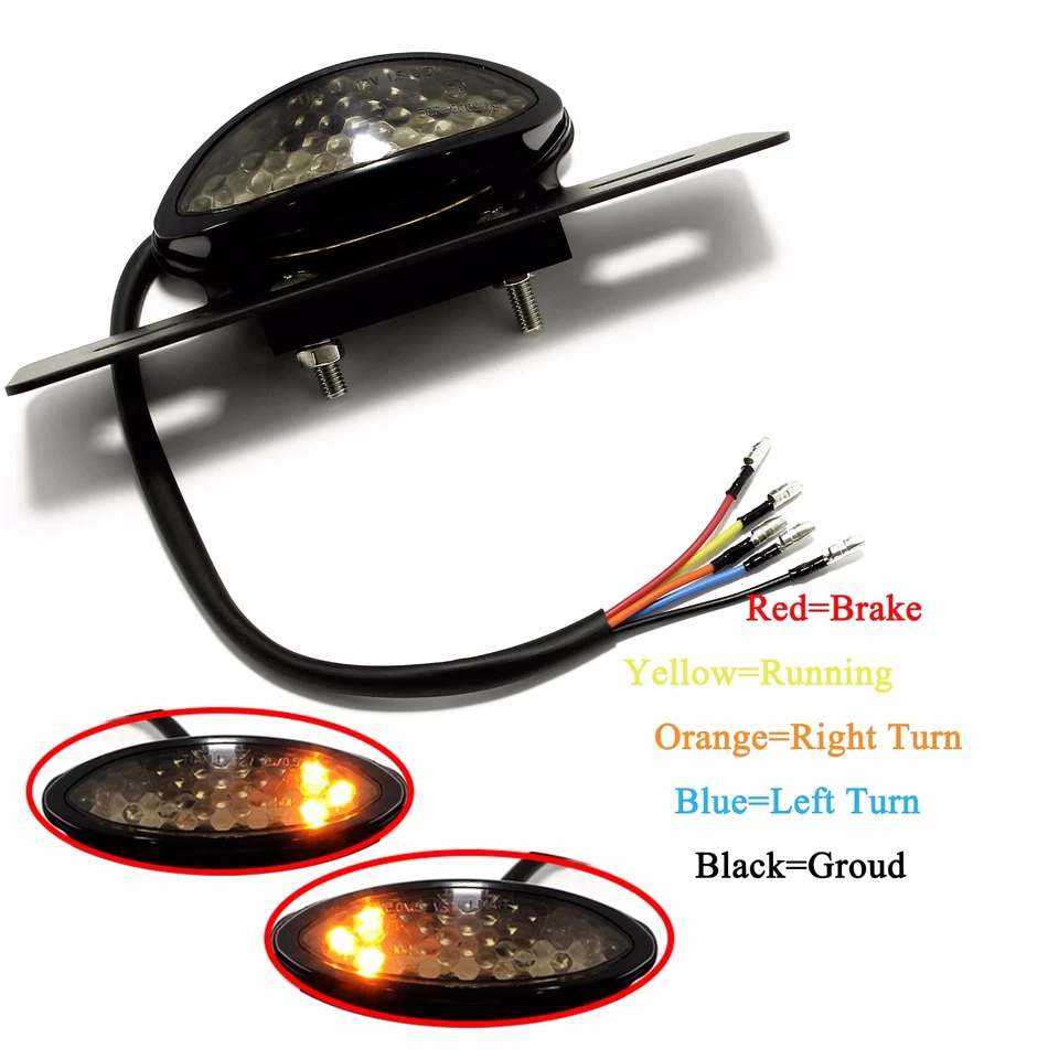 Luz trasera LED para motocicleta matrícula freno integrado humo señal de giro luz Foto 4 de 4