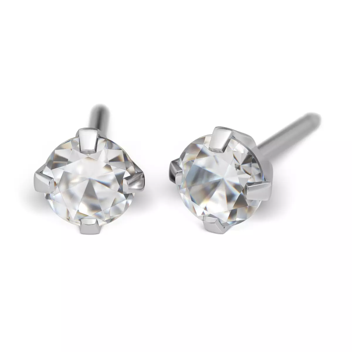 STUDEX Medicinal Steel Stud Earring Earrings Cubic Zirconia 4mm Hypoallergenic